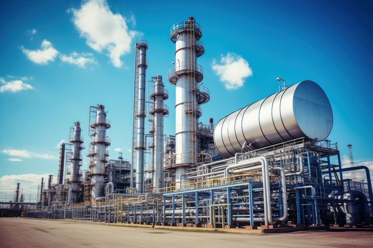 Refinery factory architecture oil. AI generated Image by rawpixel.